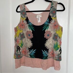 Corey Lynn Calter Women's Tropical Floral Print Blouse Top Black And Pink Size S